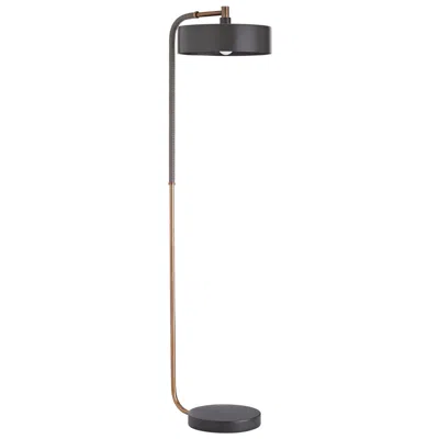 Arteriors Home Aaron 63" Modern Brass And Graphite Leather Floor Lamp