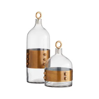 Arteriors Home Arteriors  Hancock Decanters, Set Of 2 Clear Antique Brass