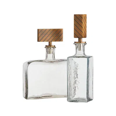 Arteriors Home Arteriors  Houston Decanters, Set Of 2 Clear Antique Brass, Polished Nickel