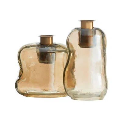 Arteriors Home Arteriors  Hughes Candleholders, Set Of 2 Smoke Luster Gold Gray