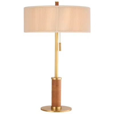 Arteriors Home Arteriors Middlebury Brown Leather Lamp Antique Brass In Neutral