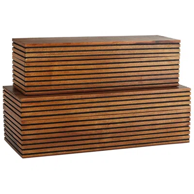 Arteriors Home Trinity Light Brown Wood Boxes Set Of 2