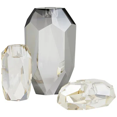 Arteriors Home Violet Neutral And Champagne Crystal Candle Holders Set Of 3