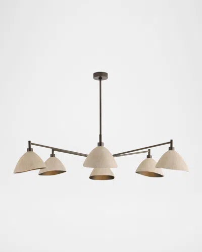 Arteriors Inlet 53" 6-light Leather Chandelier In Brown