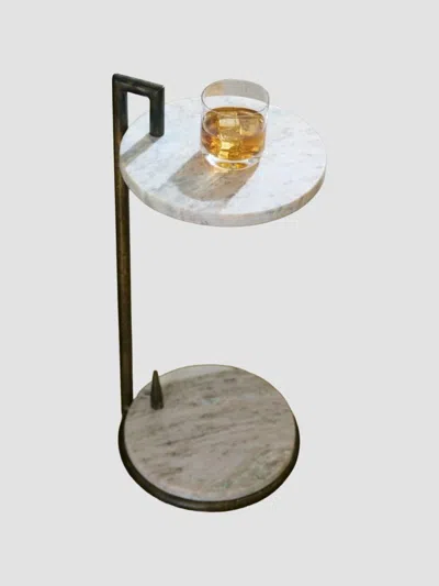 Arteriors Ivetta Marble & Iron Drink Table In Grey