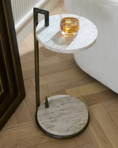 Arteriors Ivetta Marble Drink Table In White