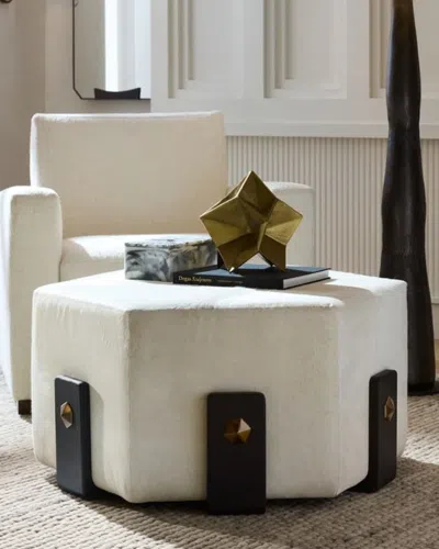 Arteriors Ivonne Hair On Hide Ottoman In White