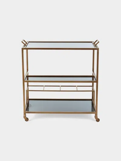 Arteriors Jak Iron & Glass Tiered Bar Cart In Bronze