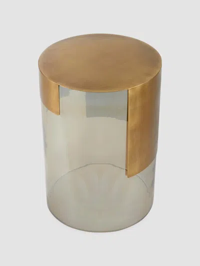 Arteriors Jesse Glass & Metal Cylindrical Accent Table In Gray