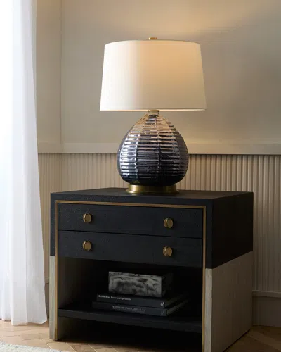 Arteriors Joplin Shagreen-embossed Leather Side Table In Black