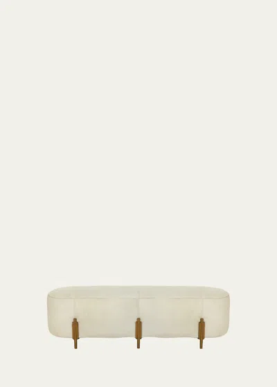 Arteriors Justin Hairhide Bench 62" In White