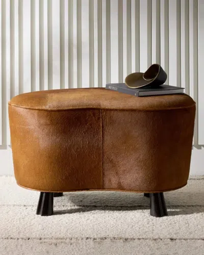 Arteriors Koda Hair On Hide Ottoman In Brown