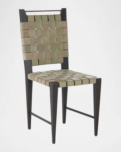 Arteriors Lakewood Leather Dining Chair In Green