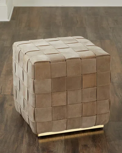 Arteriors Lakewood Suede Ottoman In Neutral