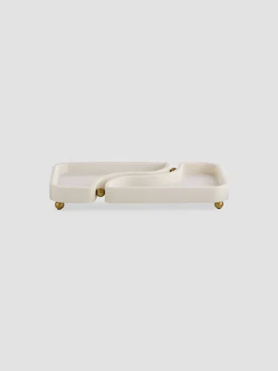 Arteriors Lily Riverstone & Brass Split Tray In White