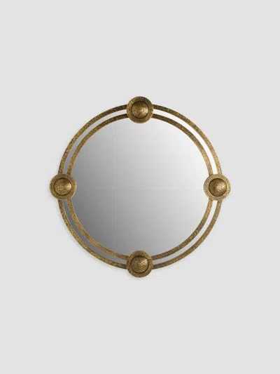 Arteriors Lisbon Antique Brass Round Mirror In Gold