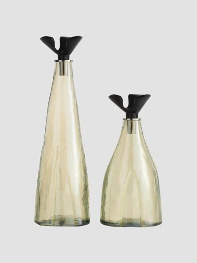 Arteriors Lydia Glass & Aluminum 2-piece Decanters Set In Black
