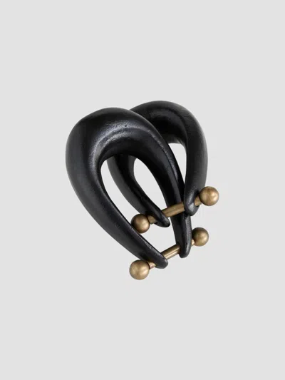Arteriors Maple Cast Aluminum & Antique Brass Iron Sculpture In Black