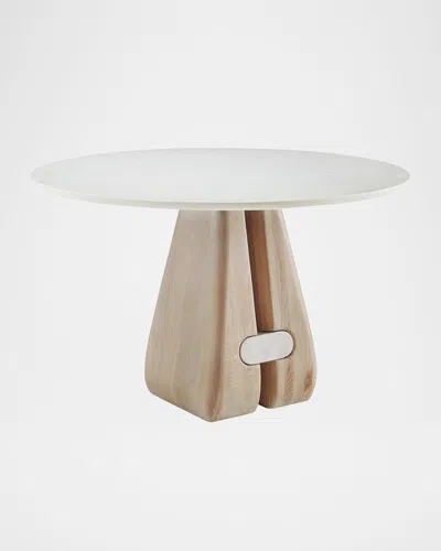 Arteriors Melt Dining Table, 48" Round In Natural, White