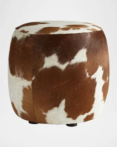 Arteriors Owen Hair On Hide Ottoman In Brown, White