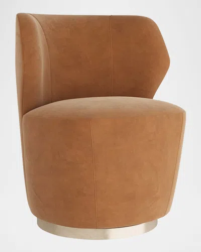 Arteriors Poppy Velvet Swivel Chair In Brown