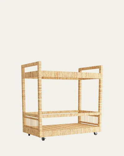 Arteriors Prosper Rattan Bar Cart In Natural