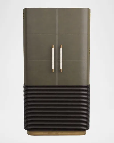 Arteriors Sherbourne Tall Leather Cabinet In Graphite