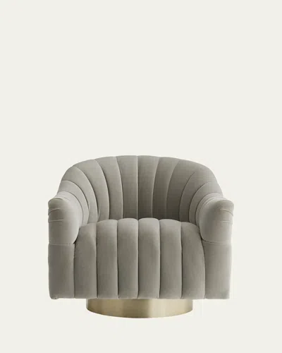 Arteriors Springsteen Velvet Swivel Chair In Gray