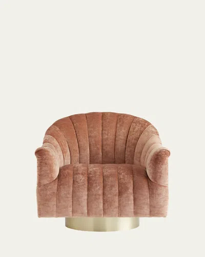 Arteriors Springsteen Velvet Swivel Chair In Pink