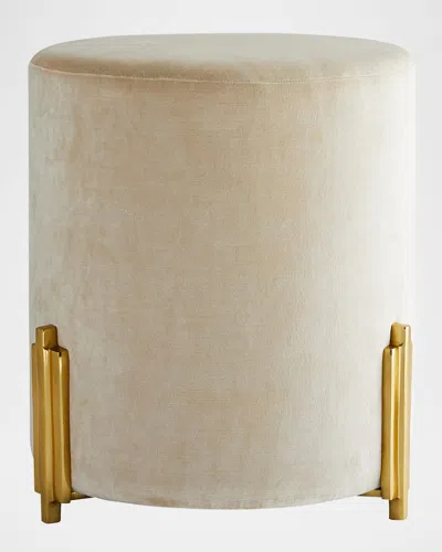 Arteriors Warby Velvet Ottoman In Sterling White