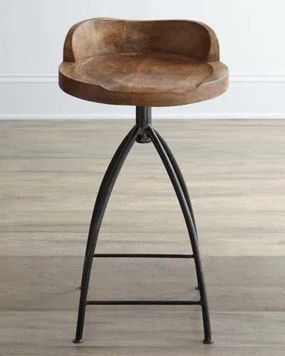 Arteriors Wood Swivel Barstool In Brown