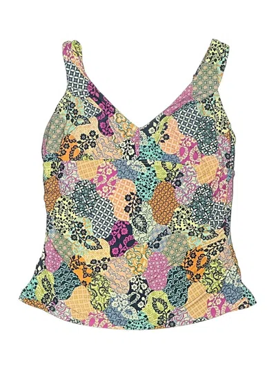 Pre-owned Artesands Swimsuit Top Yellow Paisley Pattern Swimwear