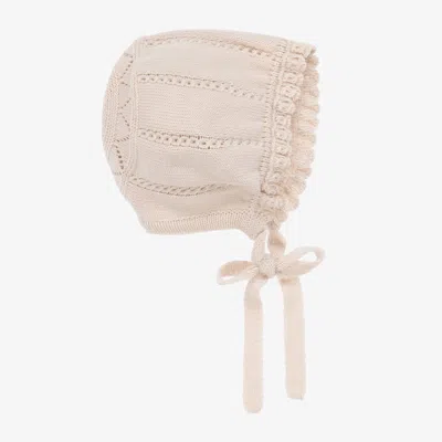 Artesania Granlei Beige Knitted Baby Bonnet In Neutral