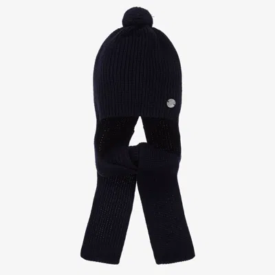 Artesania Granlei Babies' Boys Navy Blue Knitted Hat In Black