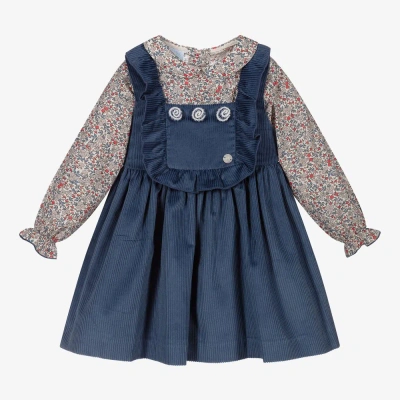 Artesania Granlei Babies' Girls Blue Corduroy Dress Set