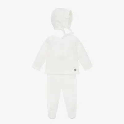 Artesania Granlei Ivory Knitted Babysuit Set In White