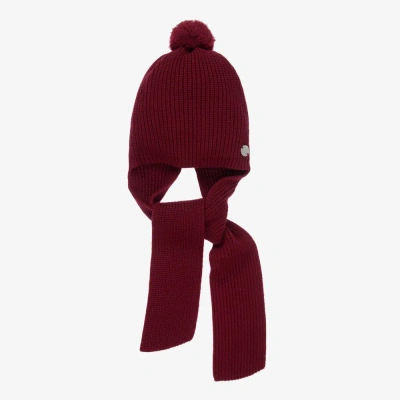 Artesania Granlei Babies' Red Hat & Attached Scarf