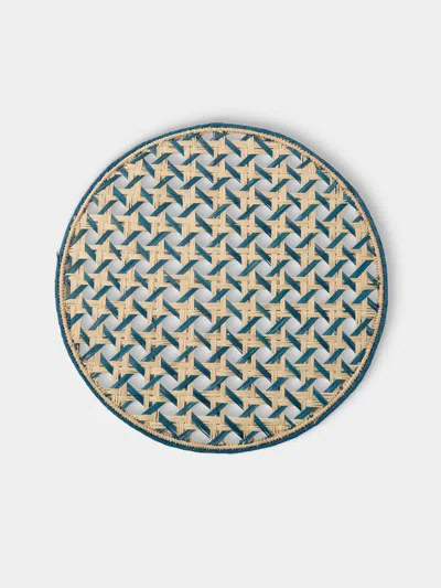Artesanías Del Atlántico Set Of 4 Espiga Handwoven Palm Placemats In Blue
