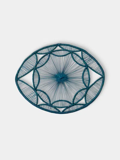 Artesanías Del Atlántico Set Of 4 Loto Handwoven Palm Oval Placemats In Green