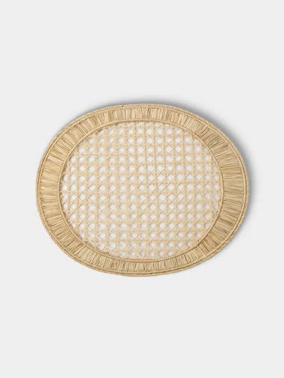 Artesanías Del Atlántico Set Of 4 Mimbre Handwoven Palm Oval Placemats In Neutral