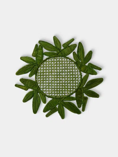 Artesanías Del Atlántico Set Of 4 Paradise Handwoven Palm Placemats In Green