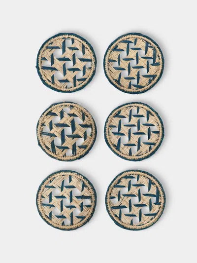 Artesanías Del Atlántico Set Of 6 Espiga Handwoven Palm Coasters In Multi