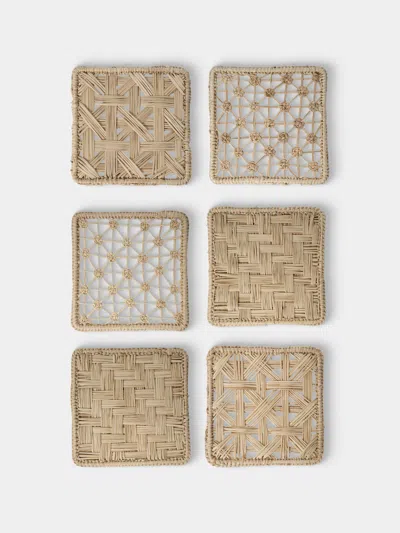 Artesanías Del Atlántico Set Of 6 Handwoven Palm Mixed Coasters In Multi