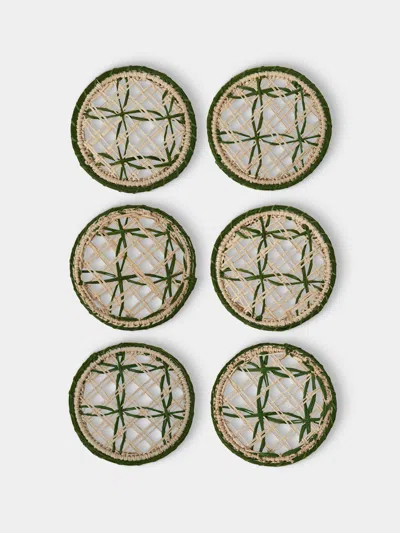 Artesanías Del Atlántico Set Of 6 Panal Handwoven Palm Coasters In Multi