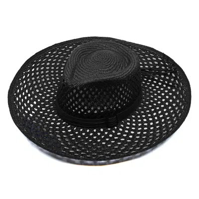 Artesano Lucia Diamanete Vent Wide Brim Black Hat With Tagua Buckle Cord