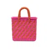 Artesano Merida Straw Tote Small Bag Bubblegum Pink &amp; Orange