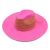 Artesano Milano Clasico Wide Brim Bubblegum Pink Hat With Orange Crochet
