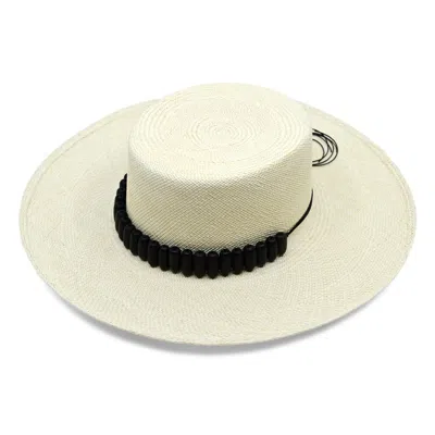 Artesano Raku Cordovez Wide Brim Natural Hat With Black Tagua