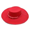 Artesano Raku Cordovez Wide Brim Scarlet Hat With Bubblegum Pink Tagua