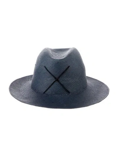 Pre-owned Artesano Solid Straw Hat In Blue